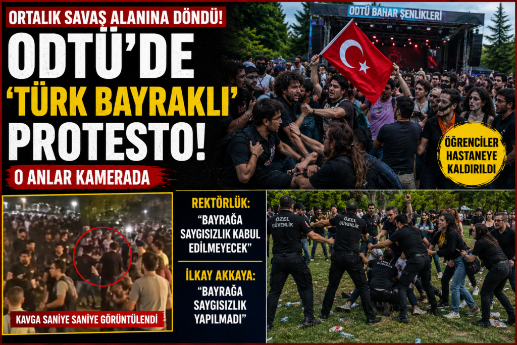 ODTÜ’de Türk Bayraklı Protesto