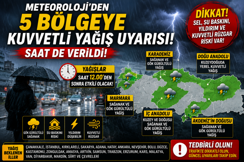 Saat Verildi! Sağanak Türkiye’yi Vuracak