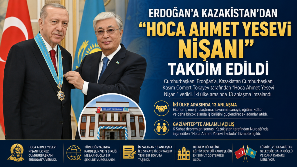 Erdoğan’a Hoca Ahmet Yesevi Nişanı” Verildi