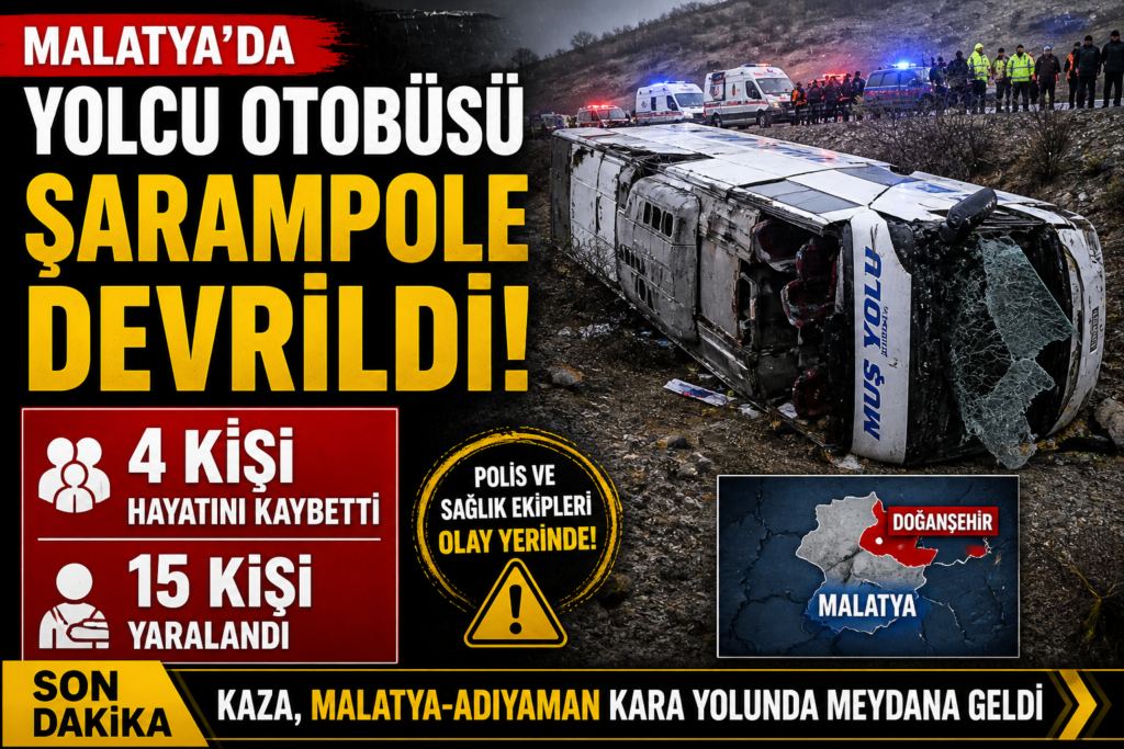 Malatya’da Otobüs Kazası: 4 Ölü 15 Yaralı