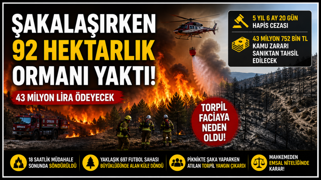 Ormanı Yakma Cezası: 5 Yıl Hapis 43 Milyon TL Ceza