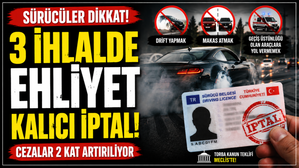 3 İhlalde Ehliyet Kalıcı İptal