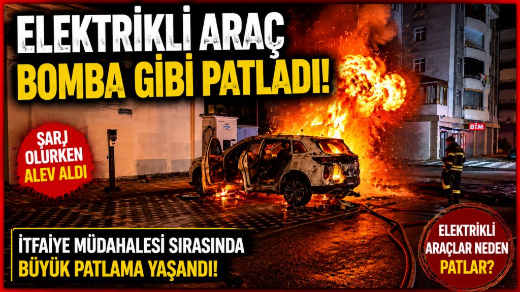 Elelktrikli araç şarjdayken patladı