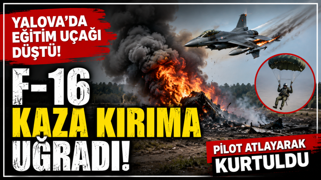 Yalova’da F 16 savaş uçağı düştü