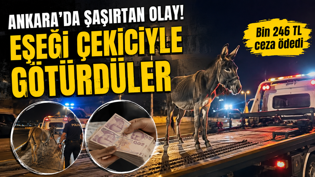 Eşeği çekiciyle yediemin otoparkına çekildi